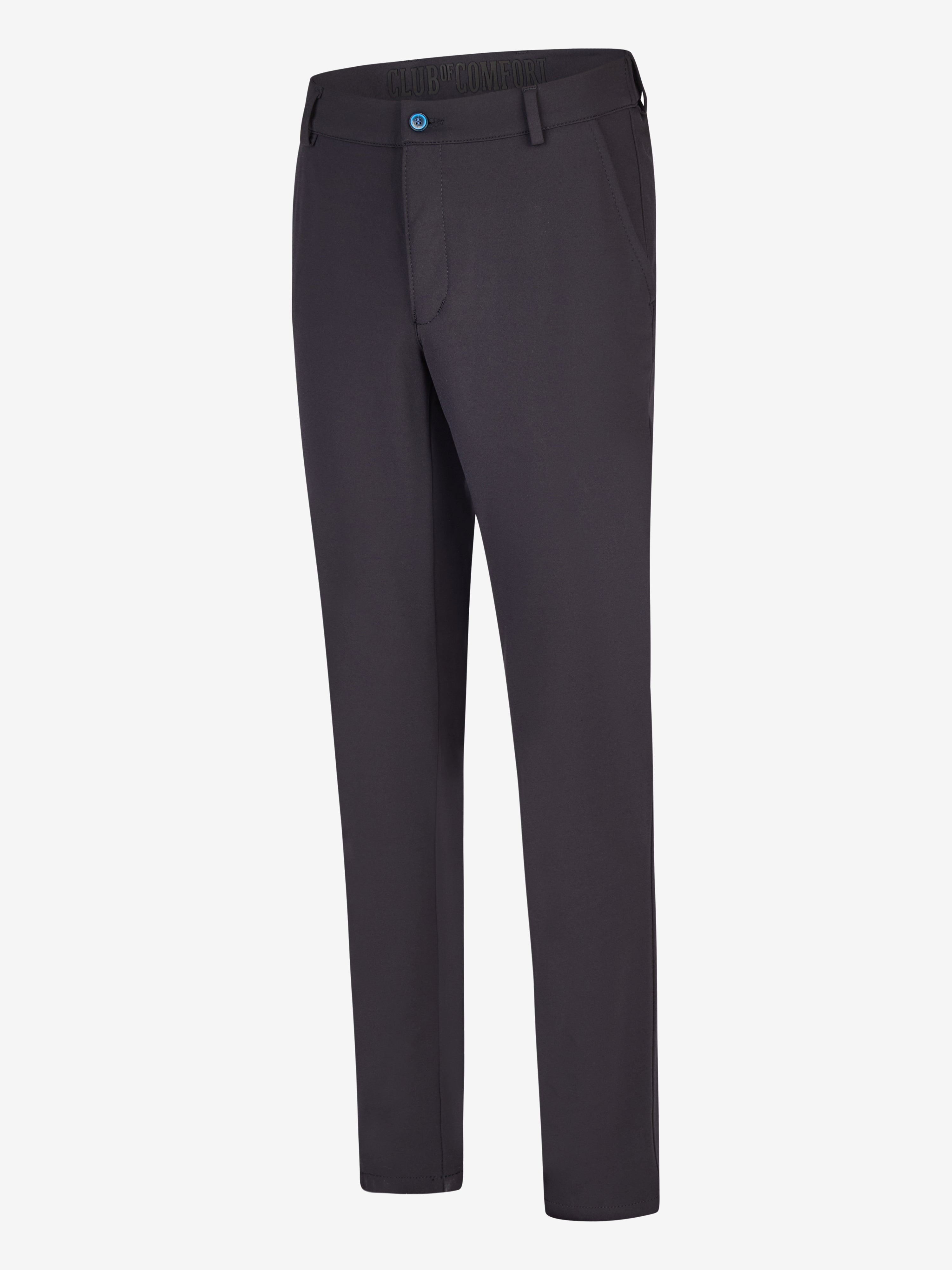 Vedenschön helle Chino-Hose in Marineblau von Club of Comfort, Slim Fit, mit elastischem Smokbund, Hemdstopper, mittlerer Leibhöhe, schmalem Bein und schmaler Fußweite, aus hochelastischem Polyamid-Viskose-Mix in Microstruktur, ideal für ganzjähriges Tragen.