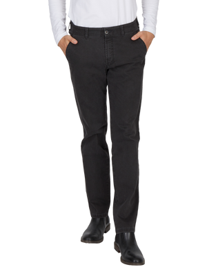 Hose DENVER 7819 in Anthrazit, aus elastischem Baumwoll-Gabardine mit High Stretch, gerade Passform, Komfortbund, Hemdenstopper, normale Leibhöhe, hergestellt von Club of Comfort.