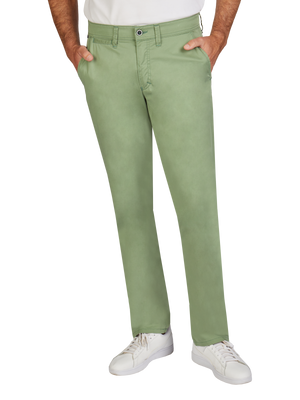 Herrenmode: Hellgrüne GARVEY 5107 Flat Front-Hose aus edler Pima Cotton mit elastischem Komfortbund, Hemdstopper, Regular Fit, schmaler Beinverlauf, QuickCooling, nachhaltigem Material, made in Green by Oeko-Tex, geeignet für Frühjahr/Sommer, mit Baumwoll-Gewebe, angenehmem Griff, seidigem Glanz und COLDBLACK-Ausrüstung.