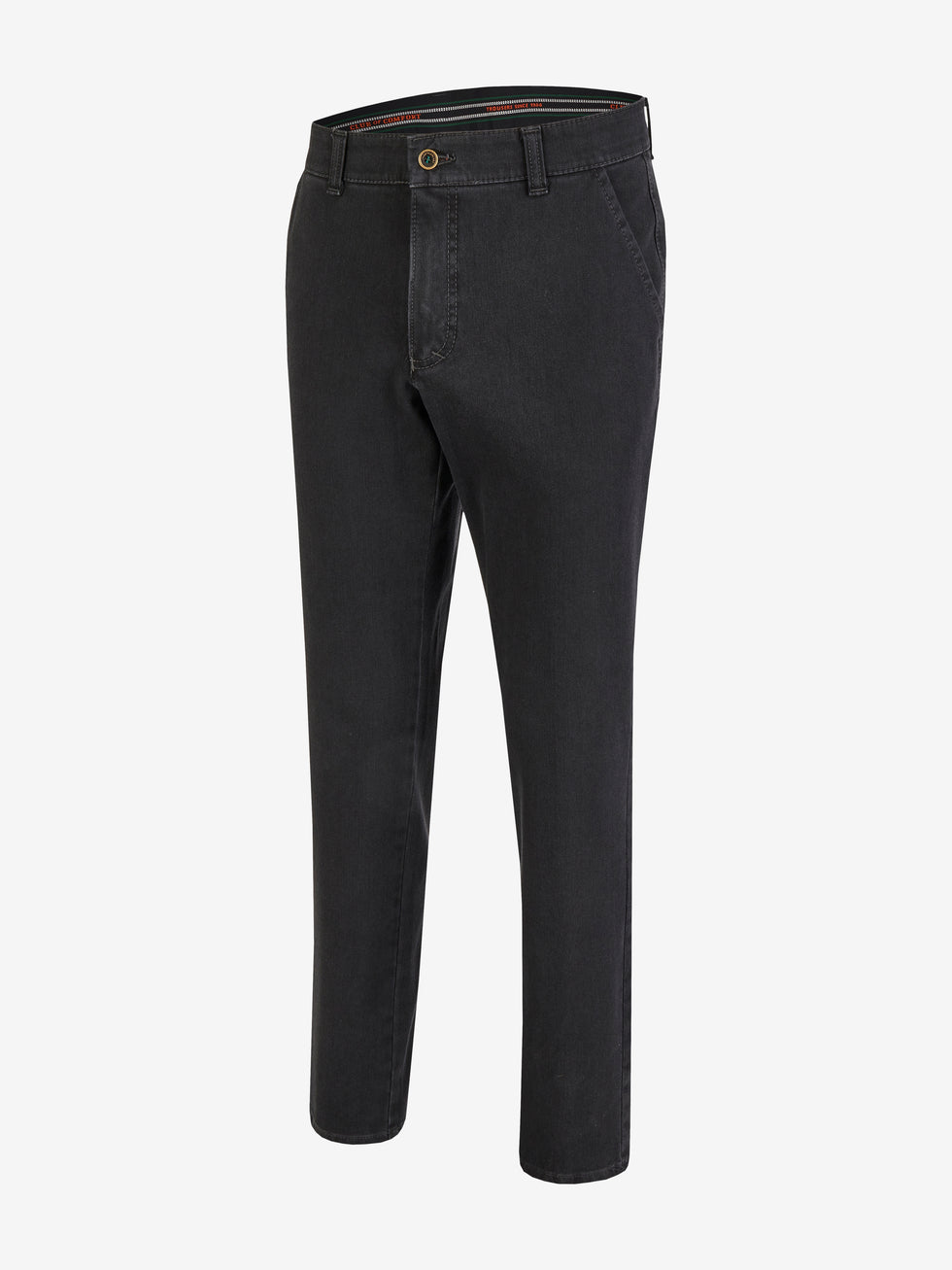 Hose GARVEY 7054 in Anthrazit, Bequeme Flat Front-Hose mit elastischem Komfortbund, Hemdstopper, Münztasche rechts, aus superelastischem Bi-Stretch-Denim, formstabil dank T400-Beimischung, Regular Fit, schmaler Beinverlauf, für ganzjährige Nutzung, Hersteller Club of Comfort.