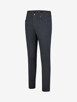 Hochwertige Damenhose von Club of Comfort, Modell HENRY 7631 in marine melange mit 6-Pockets, elastischem Doppelstoffbund, Mobile Pocket für Smartphone, Kontrast-Münztasche, Baumwoll-Woll-Optik, Regular Fit, schlankes Bein, ideal für Herbst/Winter.