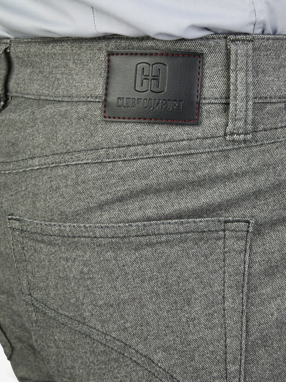 Hose "HENRY 7631" in grau von Club of Comfort, mit 6-Pocket-Design, elastischem Doppelstoffbund, Mobile Pocket, Kontrast-Münztasche, aus Baumwoll-Struktur-Mischgewebe mit Woll-Optik, normaler Leibhöhe, schmalem Bein, Regular Fit, Herbst/Winter, mit Stretch und Komfortbund.