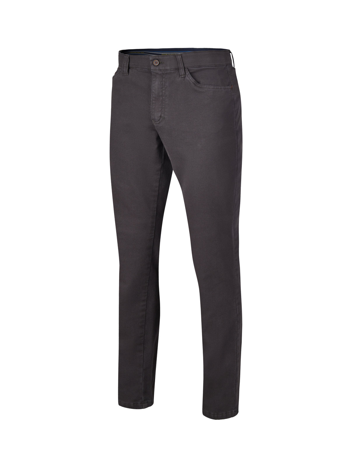 Graue Damenhose MARVIN 8011 von Club of Comfort, modifizierte 5-Pocket-Form mit Swing-Pocket, Comfortbund, Hemdenstopper, High Stretch Baumwolle mit winterlichem Struktur-Print, Regular Fit, Normalleibhöhe, sportlicher Look, für Herbst/Winter, mit Standard 100 Oeko-Tex-Zertifizierung.