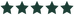 Fünf grüne Sterne in einer Reihe, symbolisieren eine hohe Bewertung oder Bewertungsskala.