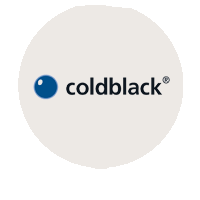 Das Bild zeigt das Coldblack-Logo, bestehend aus einem stilisierten blauen Kreis mit einer kleinen weißen Linie und dem Schriftzug "coldblack" in dunkelblauer Schrift auf weißem Hintergrund.